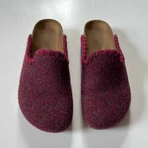Garnet Hill Women's Burgundy Wool Felt Mules
